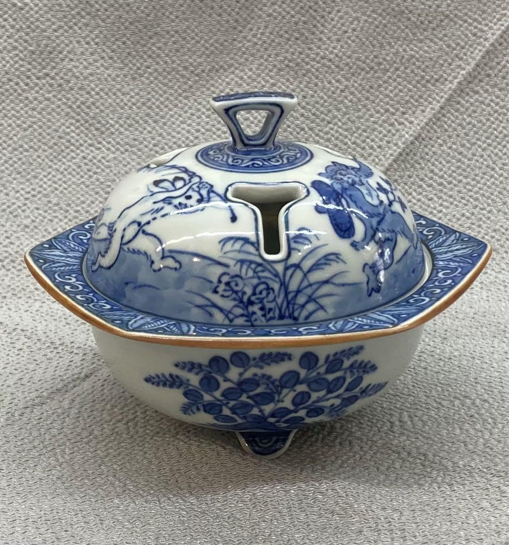 B39b  北村宗善造「染付高山寺香炉」共箱　清水焼　京都　鳥獣戯画　染付の王者 Amazon.co.jp: B39 北村宗善造染付高山寺香炉共箱 清水焼 京都